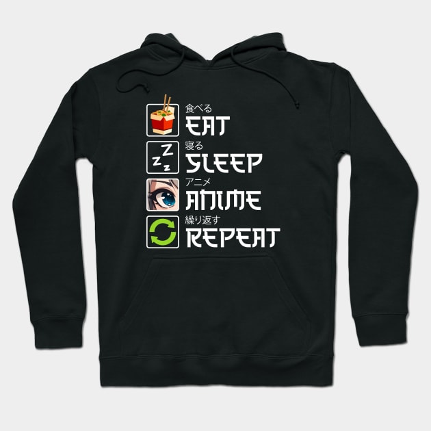 Eat Sleep Anime Repeat - anime lover gift idea birthday christmas kawaii chibi funny ramen sushi lover japanese gifts for men women girls kids Hoodie by Fanboy04